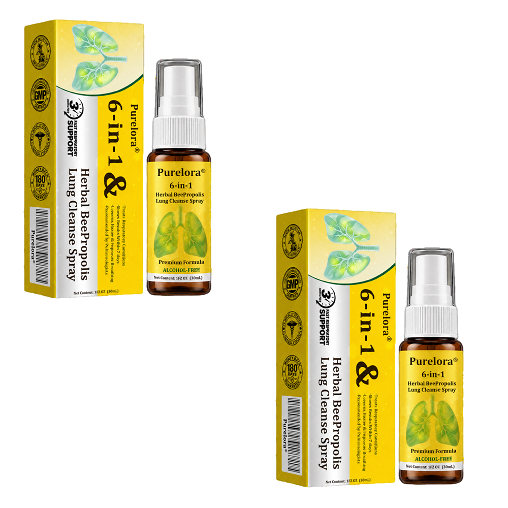 🏅🍀🐝🇬🇧 Official Store:Purelora® 6-in-1 Herbal BeePropolis Lung Cleanse Spray（👨‍⚕️Directly acts on COPD, asthma, chronic bronchitis (CB), respiratory infections, lung cancer, sinusitis, and other conditions🫁）