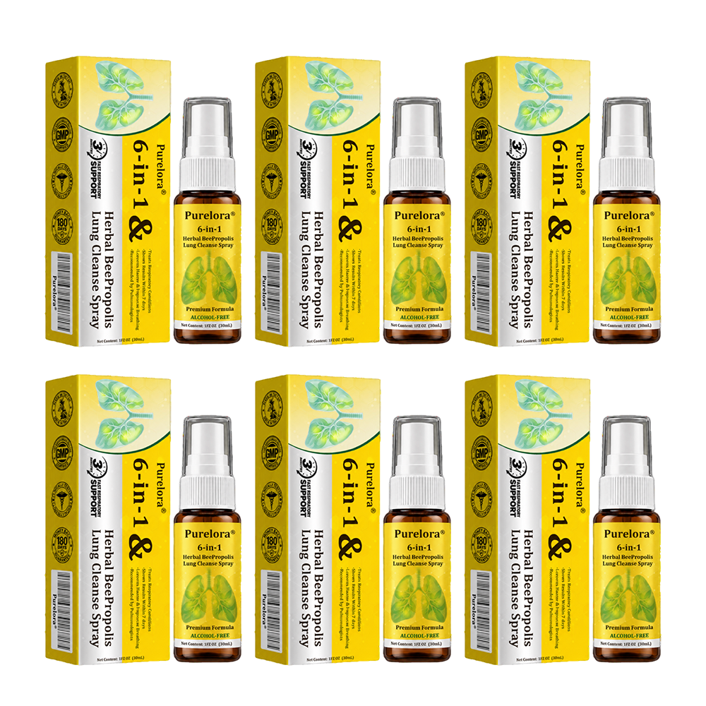 🏅🍀🐝🇬🇧 Official Store:Purelora® 6-in-1 Herbal BeePropolis Lung Cleanse Spray（👨‍⚕️Directly acts on COPD, asthma, chronic bronchitis (CB), respiratory infections, lung cancer, sinusitis, and other conditions🫁）