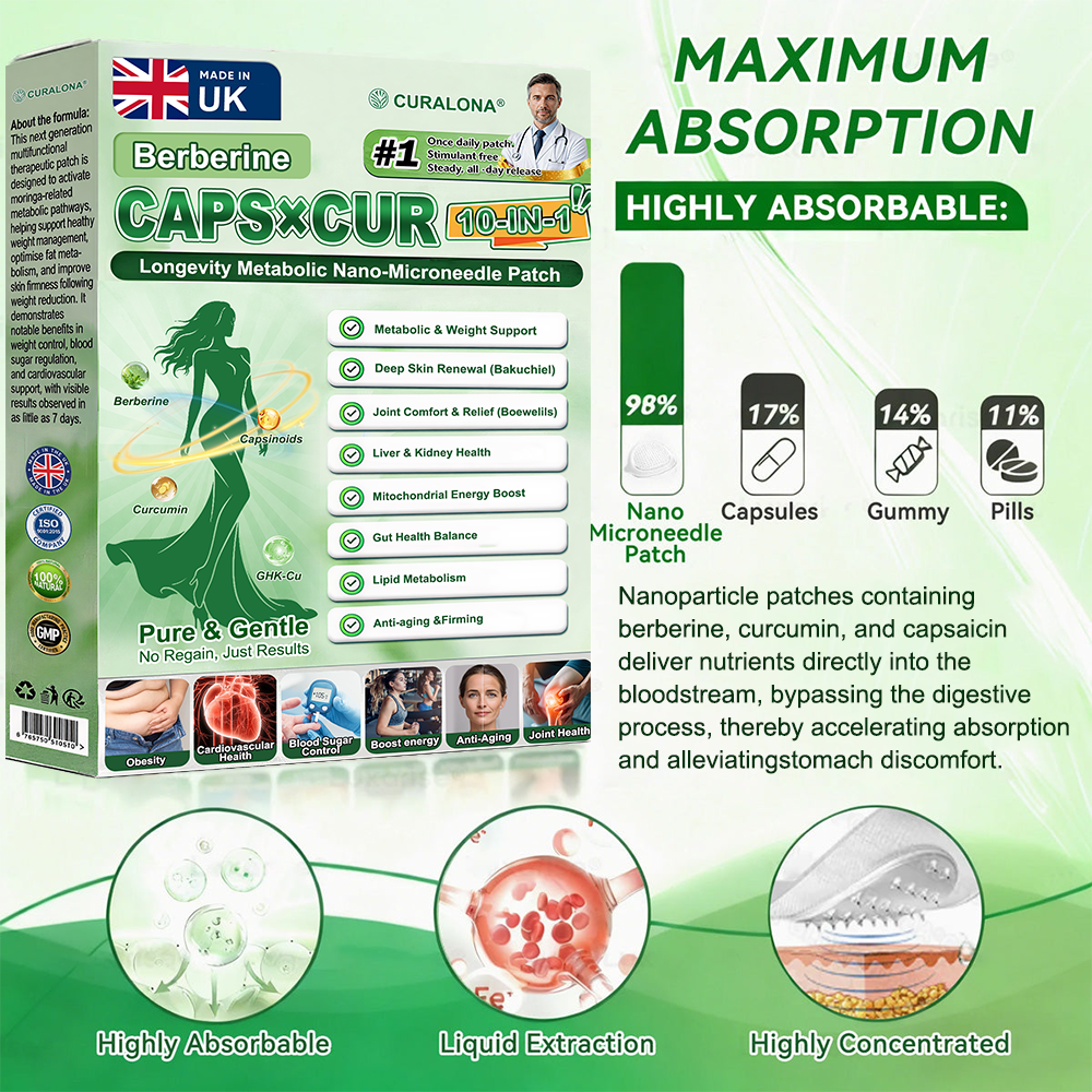 🔥 New Release | Curalona® Triple-Action Microneedle Patch — Berberine & NAD+: Support Metabolic Health and Promote Skin Renewal — A Transdermal Microneedle Patch for Day and Night Use (Suitable for Men and Women)
