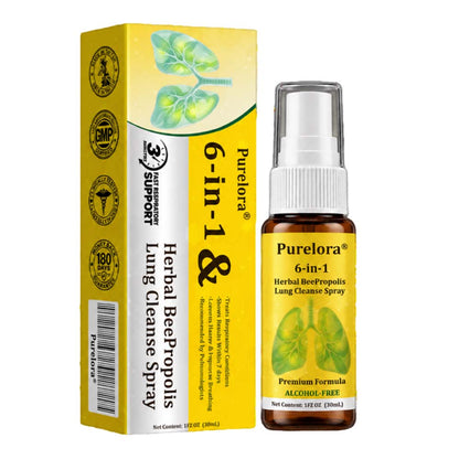 🏅🍀🐝🇬🇧 Official Store:Purelora® 6-in-1 Herbal BeePropolis Lung Cleanse Spray（👨‍⚕️Directly acts on COPD, asthma, chronic bronchitis (CB), respiratory infections, lung cancer, sinusitis, and other conditions🫁）