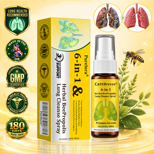 🏅🍀🐝🇬🇧 Official Store:Purelora® 6-in-1 Herbal BeePropolis Lung Cleanse Spray（👨‍⚕️Directly acts on COPD, asthma, chronic bronchitis (CB), respiratory infections, lung cancer, sinusitis, and other conditions🫁）