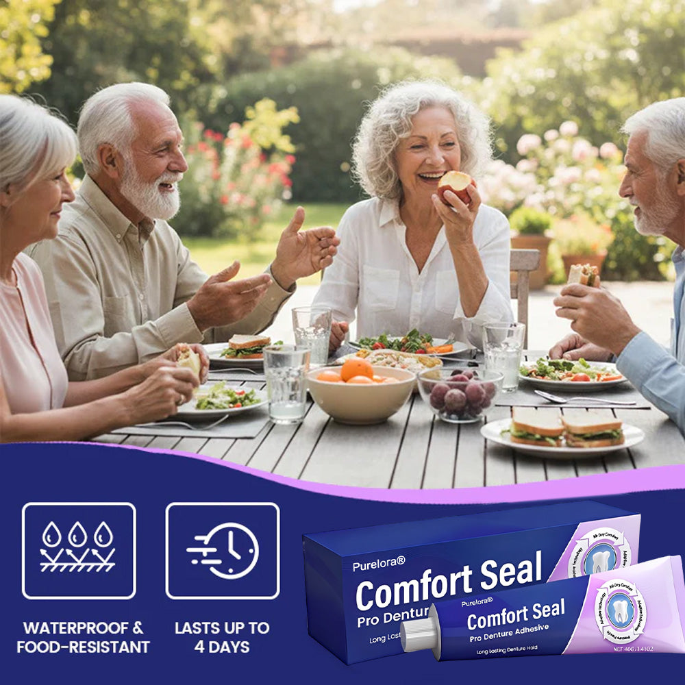 🔥 Limited-Time Offer 🔥 Purelora® Comfort Seal Pro Denture Adhesive 🦷💜 FDA-certified (clinically proven to provide a secure hold for up to 96 hours; comfortable, safe, and zinc-free)