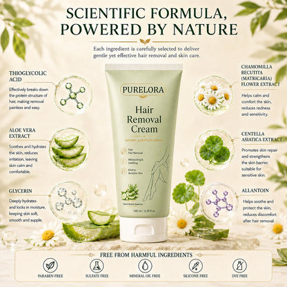 PURELORA® Painless Depilatory Cream – No Razor Bumps, No Harsh Odor
