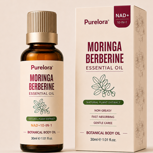 PURELORA® Botanical Sculpting & Firming Oil — A warming massage oil that soothes the abdomen, relieves bloating, and leaves the skin looking firmer.